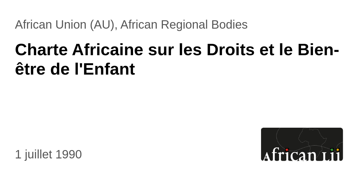 Charte Africaine des Droits de l'Enfant